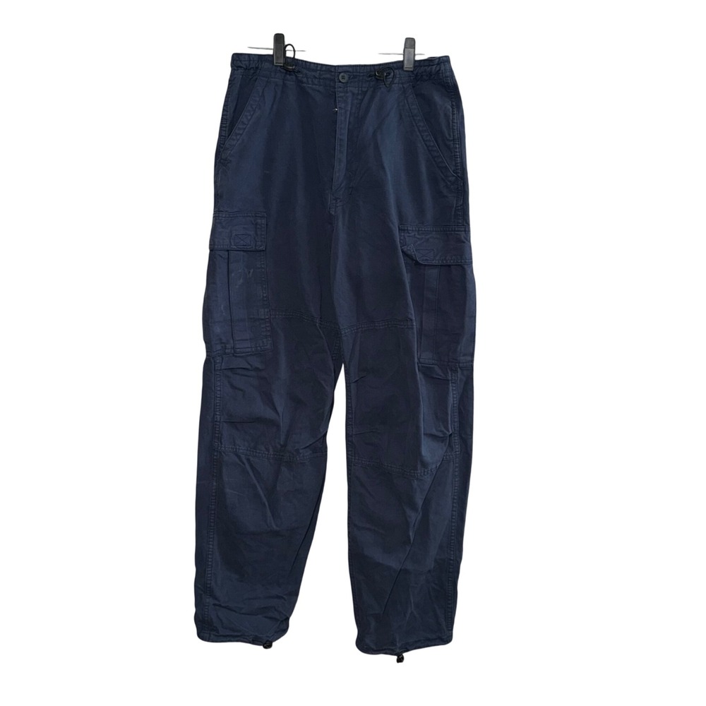 Brandy Melville Navy Blue Cargo Pants Utility Pockets Drawstring Waist